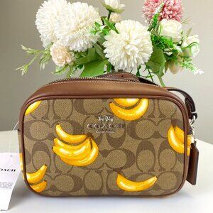 Coach CR175 Mini Jamie Camera Bag, Signature Canvas with Banana Print in Khaki